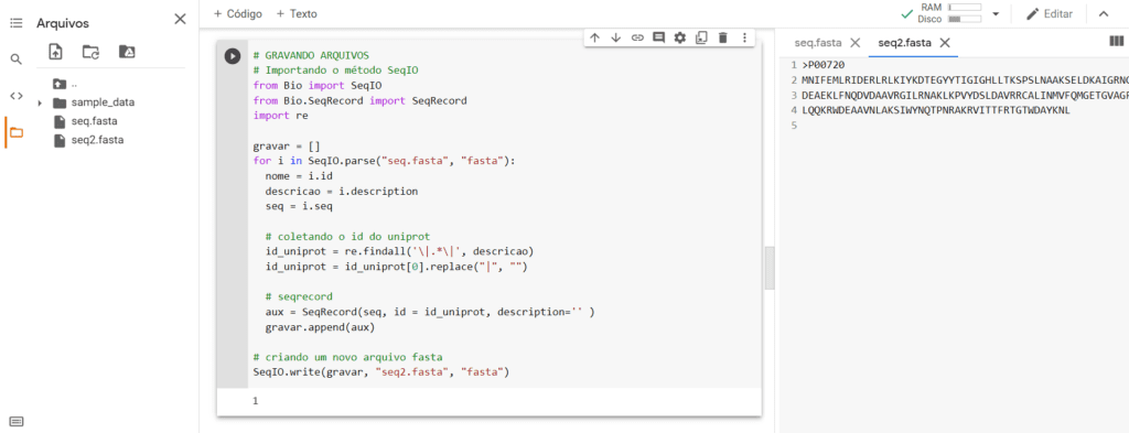 Biopython: manipulando dados biológicos usando Python e Colab – BIOINFO